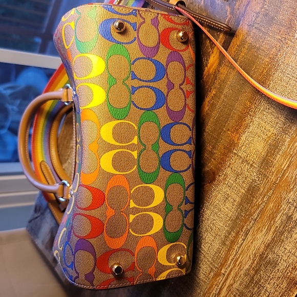 Coach Rowan Satchel In Rainbow Signature Canvas - Picture 6 of 10